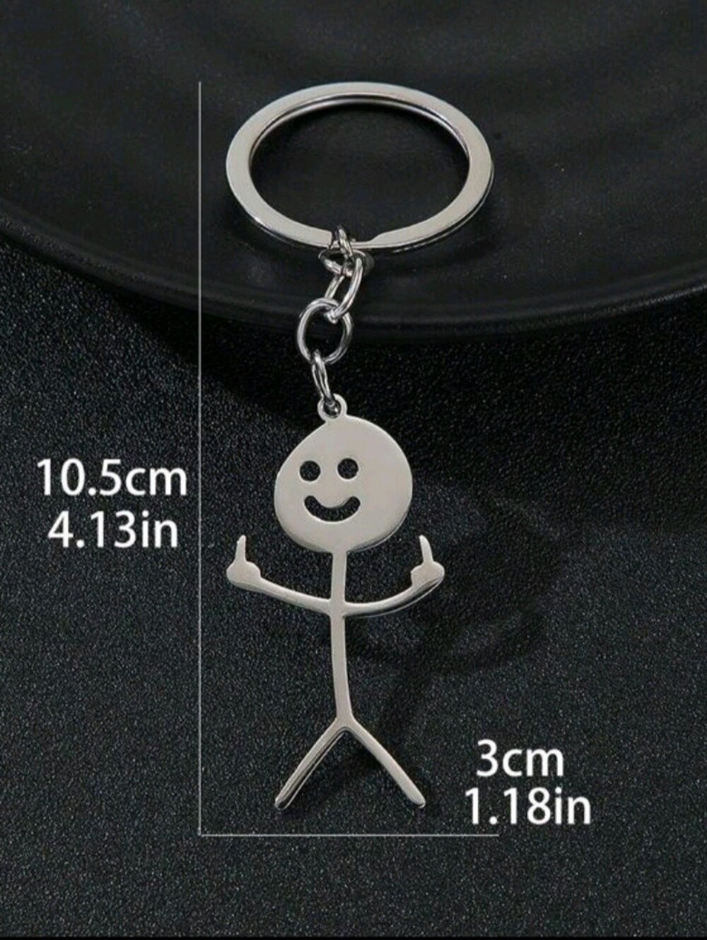 Silver Stick Figure Middle Finger Keychain - Men Accessories